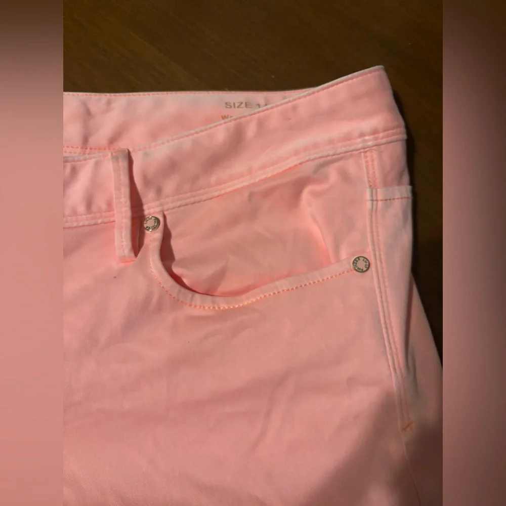 Lilly Pulitzer Worth Skinny Cheeky Melon Peach SATEEN Pants Jeans 14 - Picture 4 of 8